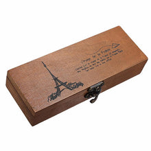 Load image into Gallery viewer, Vintage Eiffel Tower Wooden Pencil, Pen Case With Metal Buckle