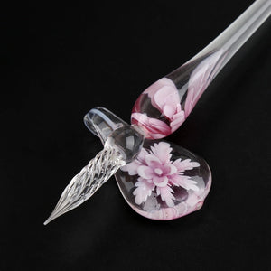 Handmade Vintage Floral Pattern Glass Fountain Pen